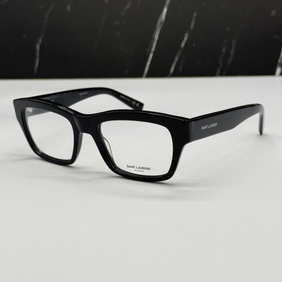 NEW SL616 001 SAINT LAURENT SQUARE BLACK MEN SL 616 001 EYEGLASSES - Picture 1 of 10
